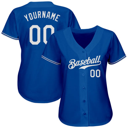 Custom Royal White Authentic Baseball Jersey - Sky-Custom