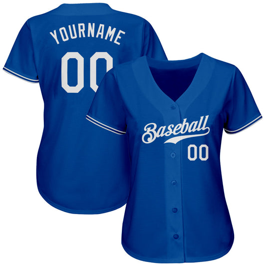 Custom Royal White Authentic Baseball Jersey - Sky-Custom