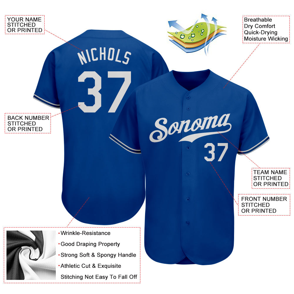 Custom Royal White Authentic Baseball Jersey - Sky-Custom