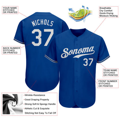 Custom Royal White Authentic Baseball Jersey - Sky-Custom