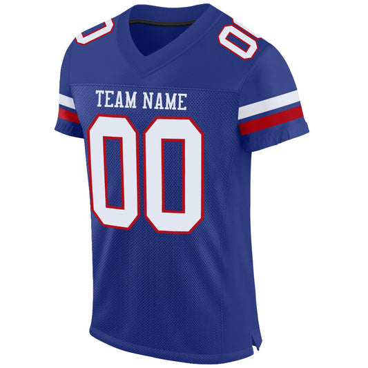 Custom Royal White-Red Mesh Authentic Football Jersey - Sky-Custom
