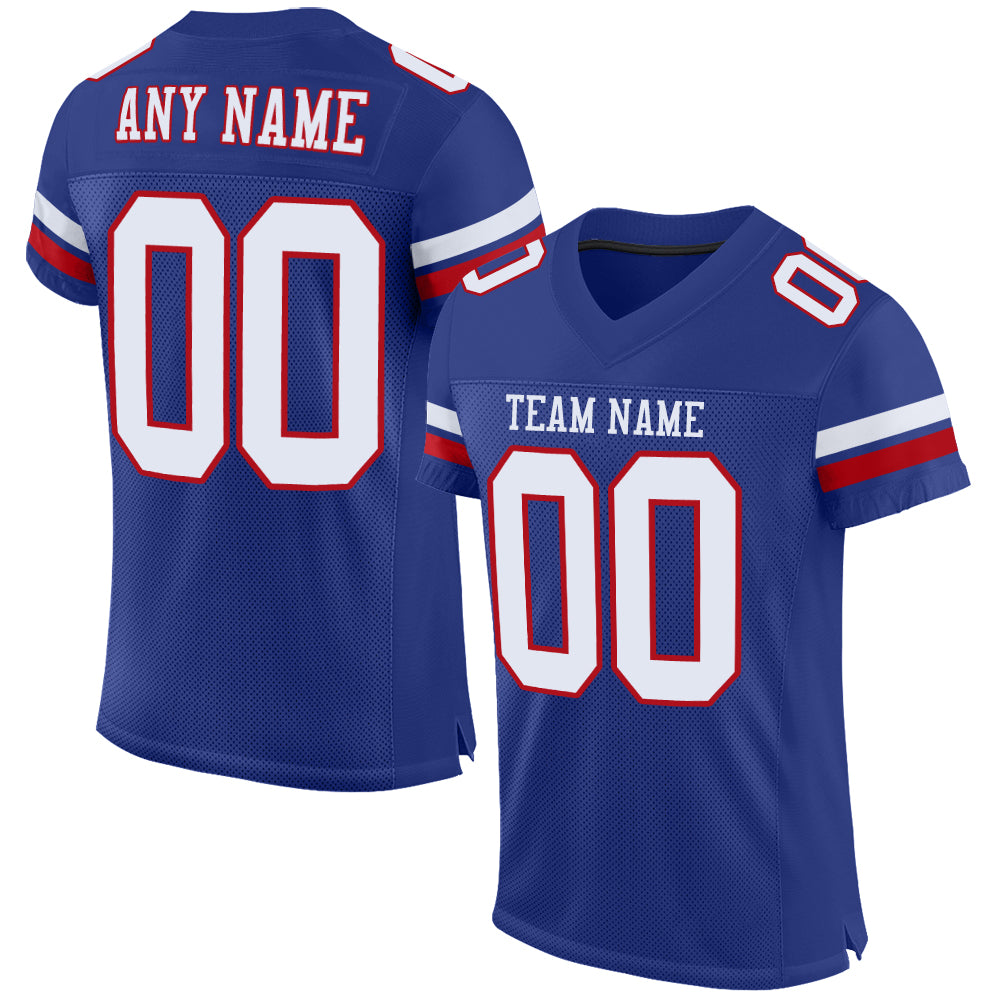Custom Royal White-Red Mesh Authentic Football Jersey - Sky-Custom