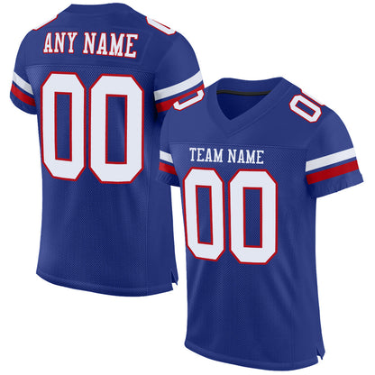 Custom Royal White-Red Mesh Authentic Football Jersey - Sky-Custom