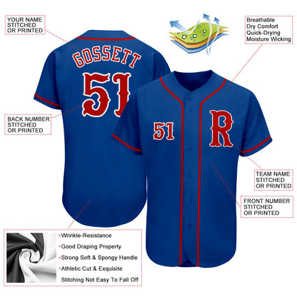 Custom Royal Red-White Authentic Baseball Jersey - Sky-Custom