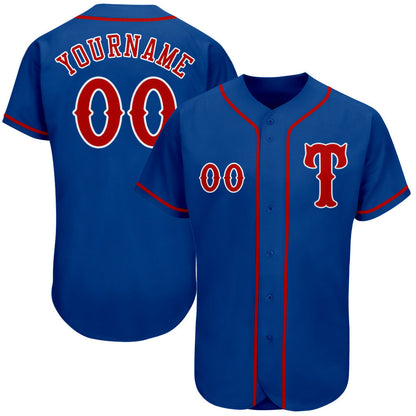 Custom Royal Red-White Authentic Baseball Jersey - Sky-Custom