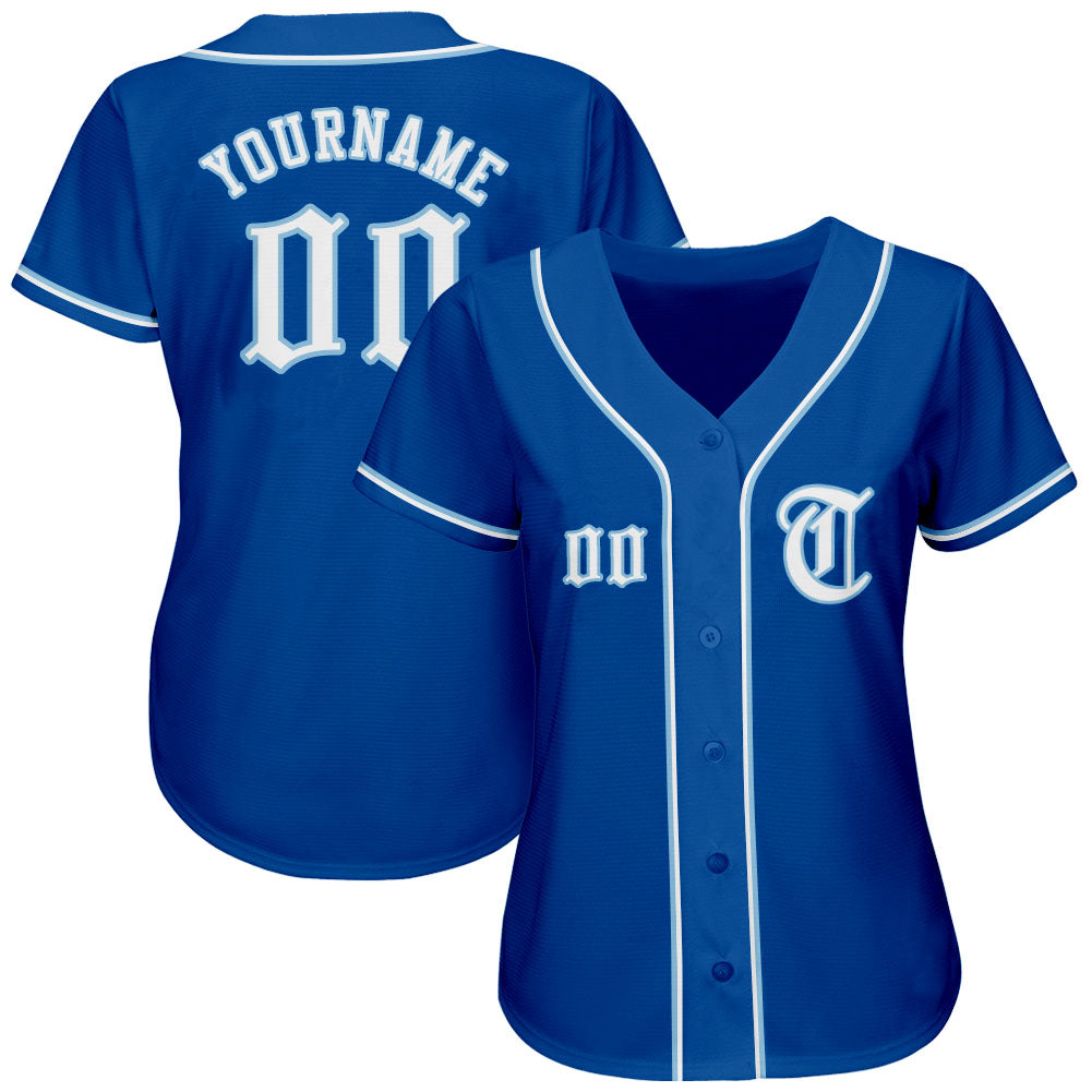 Custom Royal White-Light Blue Authentic Baseball Jersey - Sky-Custom