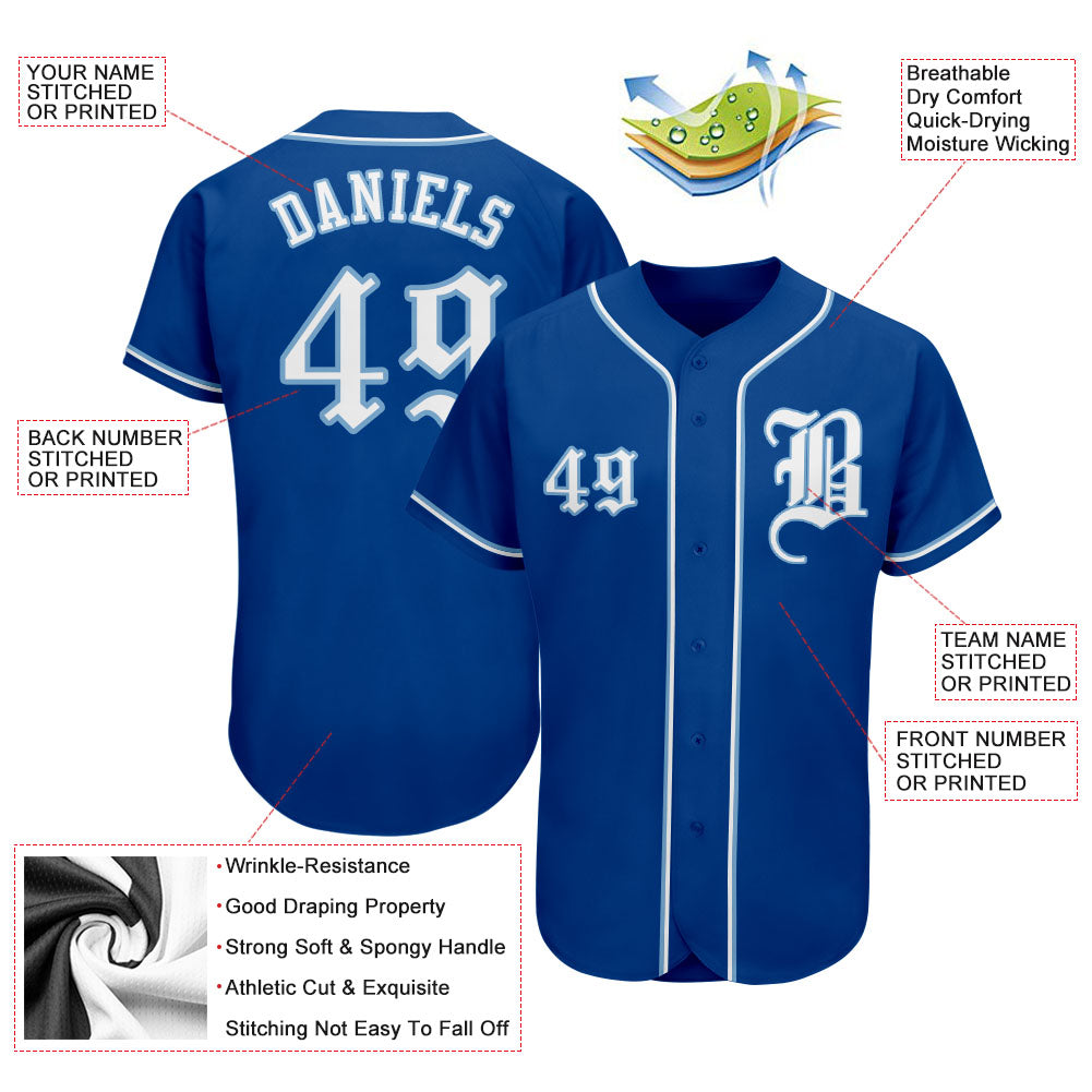 Custom Royal White-Light Blue Authentic Baseball Jersey - Sky-Custom