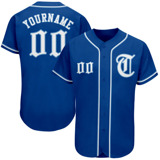Custom Royal White-Light Blue Authentic Baseball Jersey - Sky-Custom