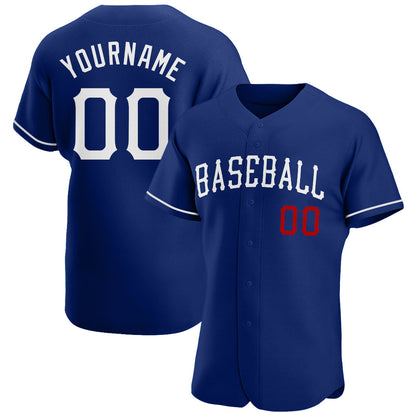 Custom Royal White-Red Authentic Baseball Jersey - Sky-Custom
