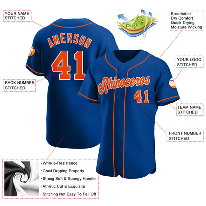 Custom Royal Orange-White Authentic Baseball Jersey - Sky-Custom