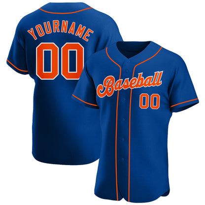Custom Royal Orange-White Authentic Baseball Jersey - Sky-Custom