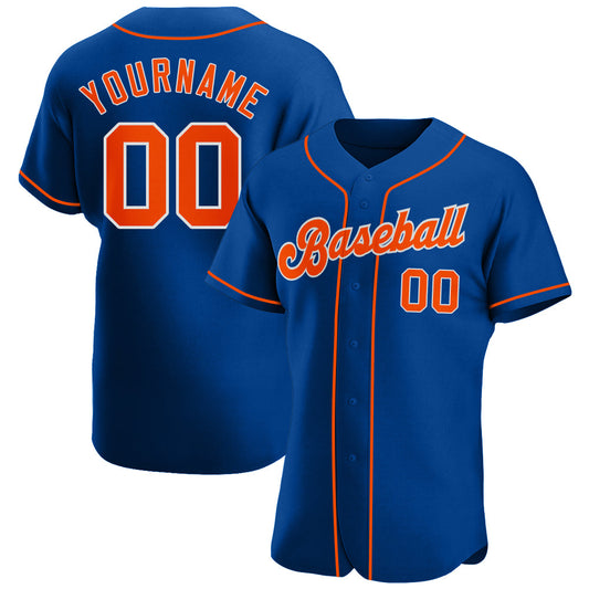 Custom Royal Orange-White Authentic Baseball Jersey - Sky-Custom