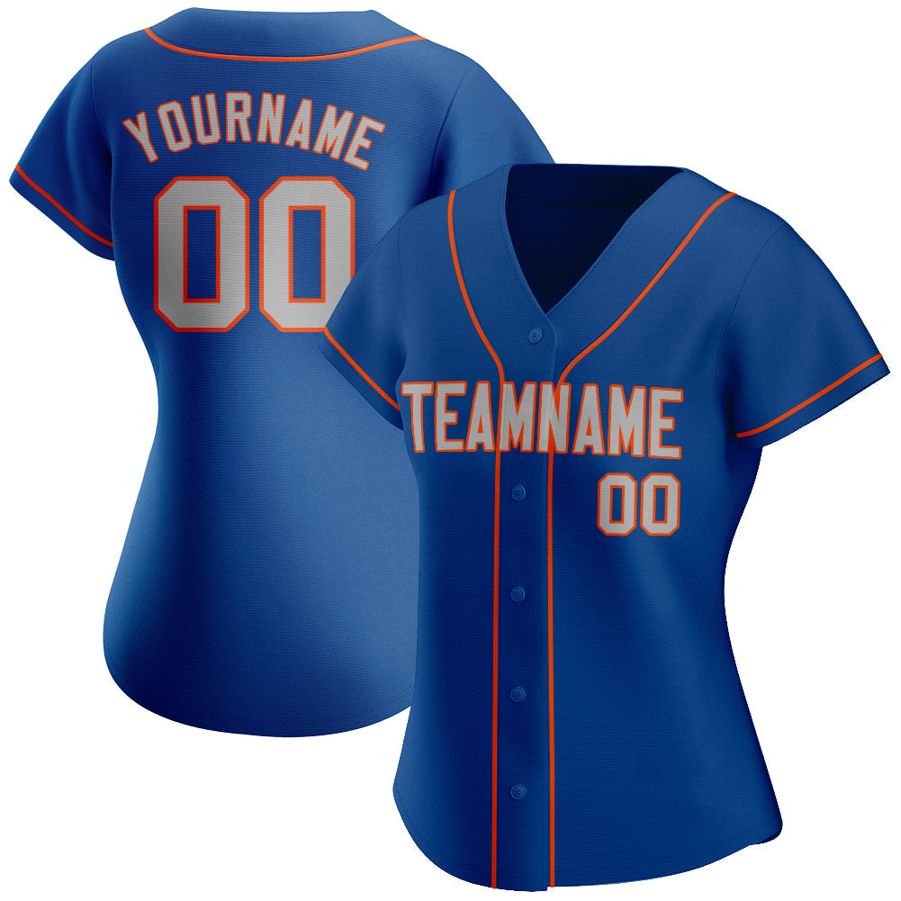 Custom Royal Gray-Orange Authentic Baseball Jersey - Sky-Custom