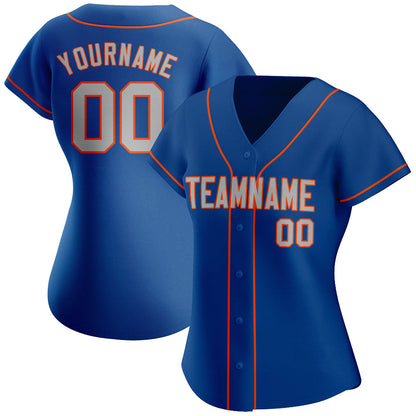 Custom Royal Gray-Orange Authentic Baseball Jersey - Sky-Custom