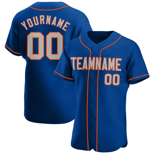 Custom Royal Gray-Orange Authentic Baseball Jersey - Sky-Custom