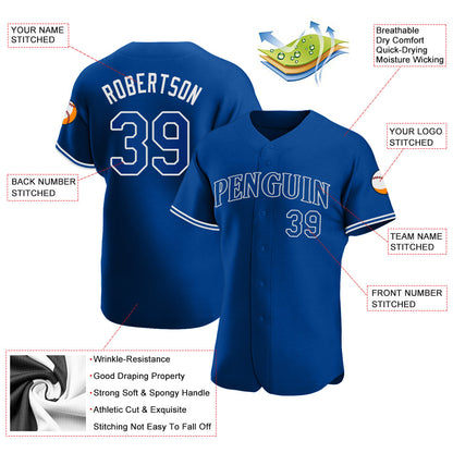 Custom Royal Royal-White Authentic Baseball Jersey - Sky-Custom