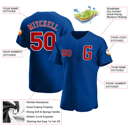 Custom Royal Red-White Authentic Baseball Jersey - Sky-Custom
