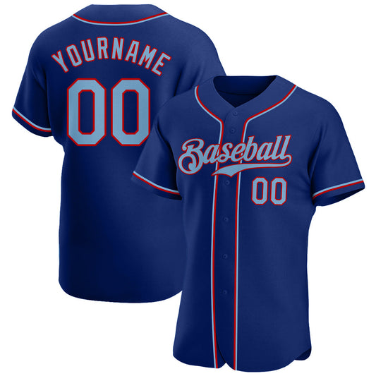 Custom Royal Light Blue-Red Authentic Baseball Jersey - Sky-Custom