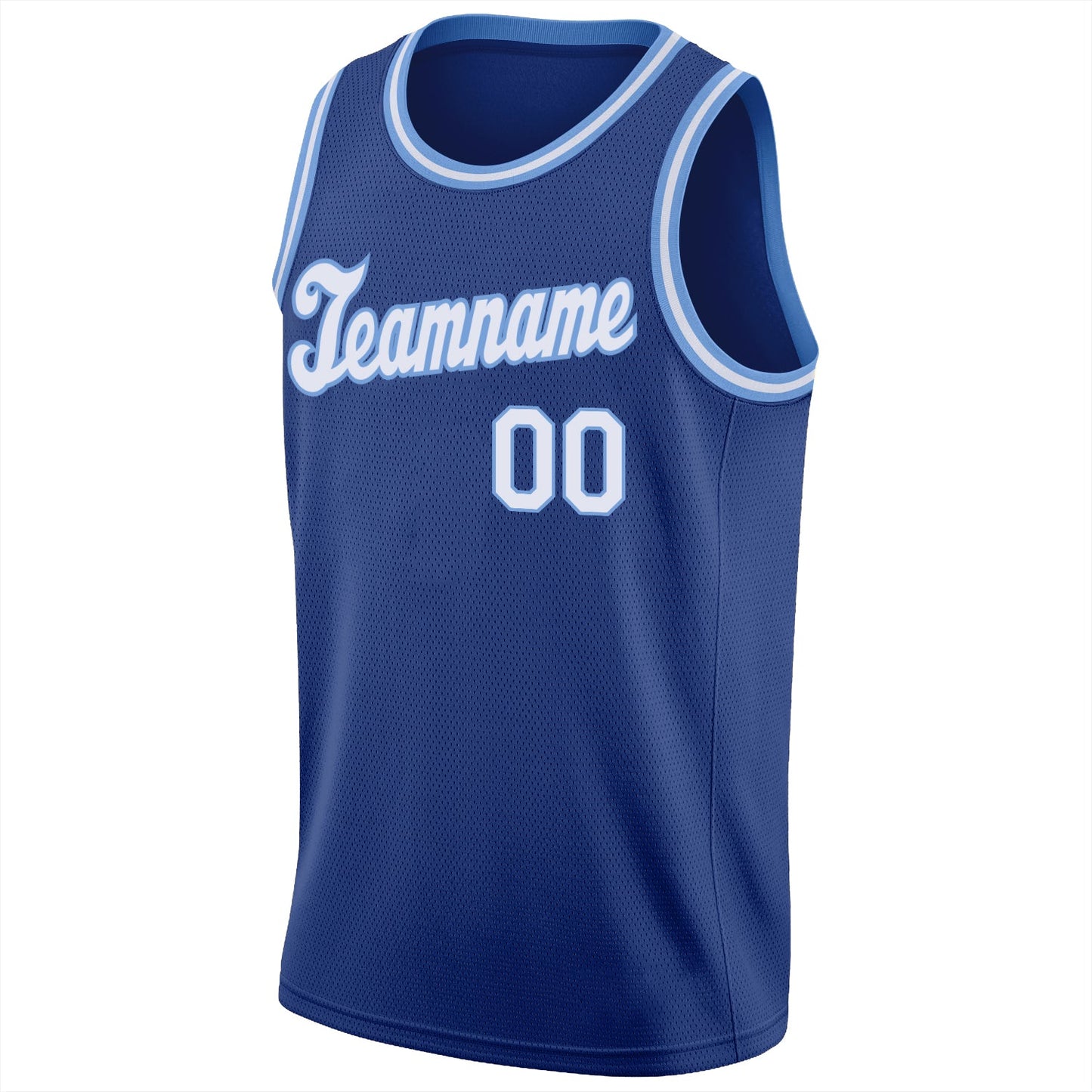 Custom Royal White-Light Blue Round Neck Rib-Knit Basketball Jersey - Sky-Custom