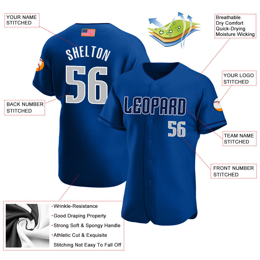 Custom Royal Gray-Navy Authentic American Flag Fashion Baseball Jersey - Sky-Custom