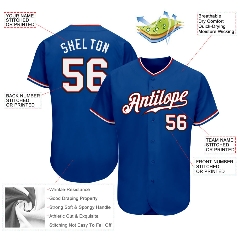 Custom Royal White-Red Authentic Baseball Jersey - Sky-Custom