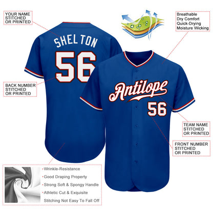 Custom Royal White-Red Authentic Baseball Jersey - Sky-Custom