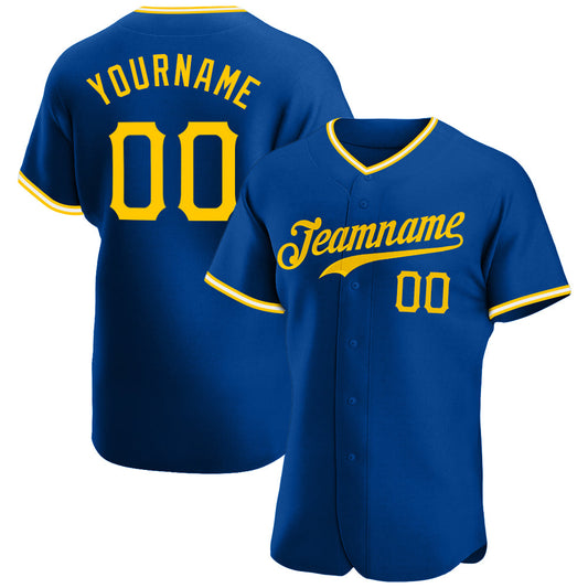 Custom Royal Gold-White Authentic Baseball Jersey - Sky-Custom