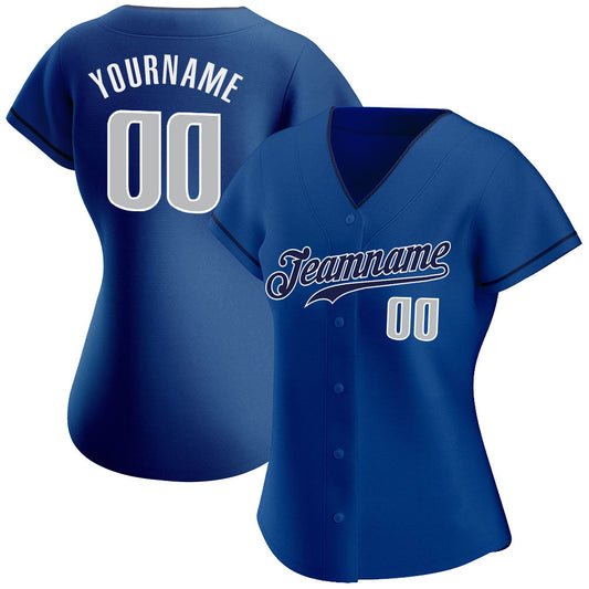 Custom Royal Gray-Navy Authentic Baseball Jersey - Sky-Custom