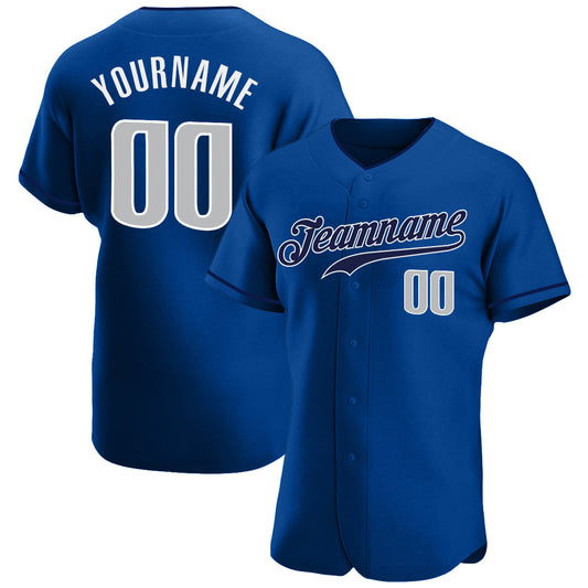 Custom Royal Gray-Navy Authentic Baseball Jersey - Sky-Custom
