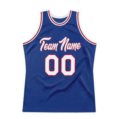 Custom Royal White-Red Authentic Throwback Basketball Jersey - Sky-Custom