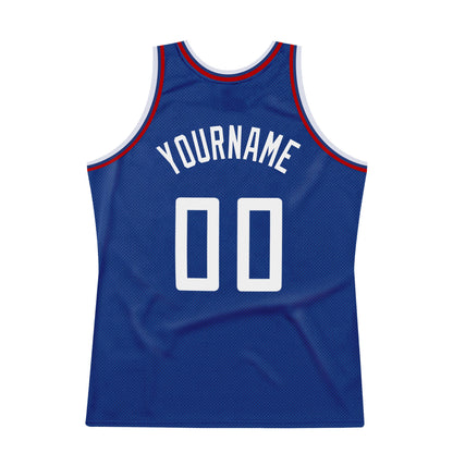 Custom Royal White-Red Authentic Throwback Basketball Jersey - Sky-Custom