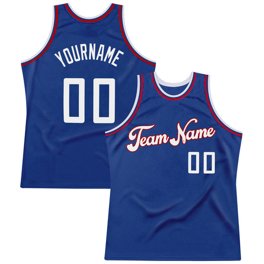 Custom Royal White-Red Authentic Throwback Basketball Jersey - Sky-Custom