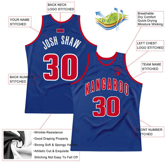 Custom Royal Red-White Authentic Throwback Basketball Jersey - Sky-Custom