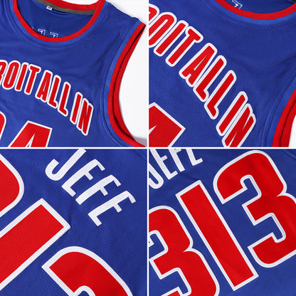 Custom Royal Red-White Authentic Throwback Basketball Jersey - Sky-Custom
