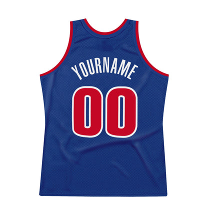Custom Royal Red-White Authentic Throwback Basketball Jersey - Sky-Custom