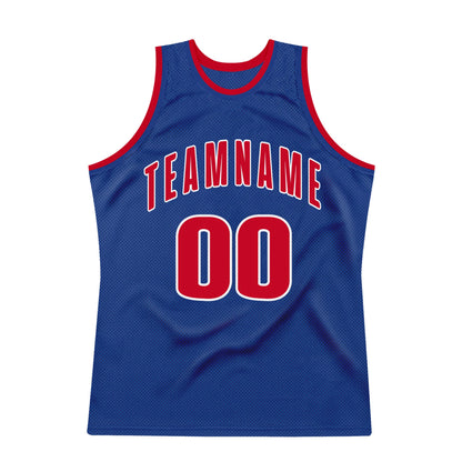 Custom Royal Red-White Authentic Throwback Basketball Jersey - Sky-Custom