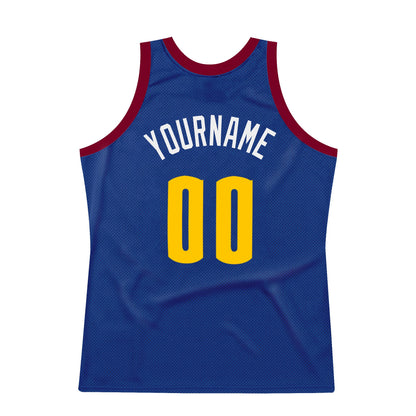 Custom Royal Gold-Maroon Authentic Throwback Basketball Jersey - Sky-Custom