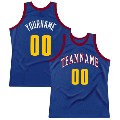 Custom Royal Gold-Maroon Authentic Throwback Basketball Jersey - Sky-Custom