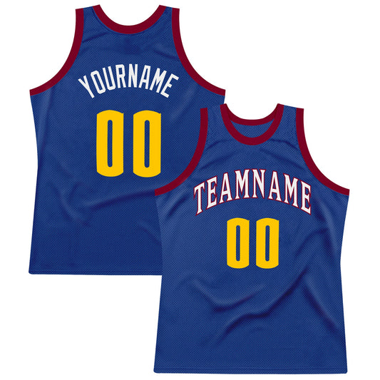 Custom Royal Gold-Maroon Authentic Throwback Basketball Jersey - Sky-Custom