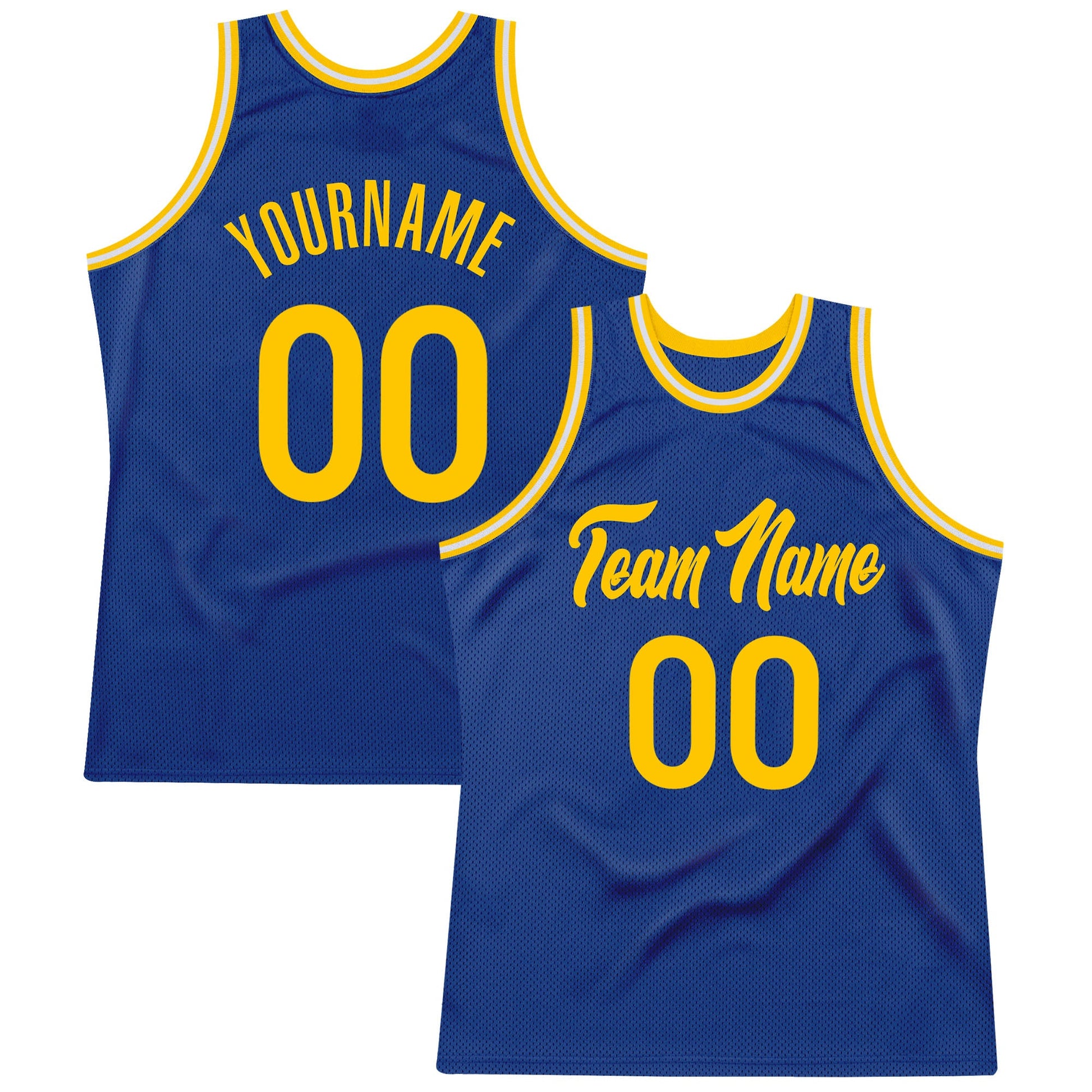 Custom Royal Gold-White Authentic Throwback Basketball Jersey - Sky-Custom