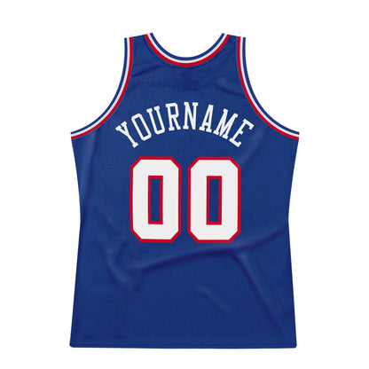 Custom Royal White-Red Authentic Throwback Basketball Jersey - Sky-Custom