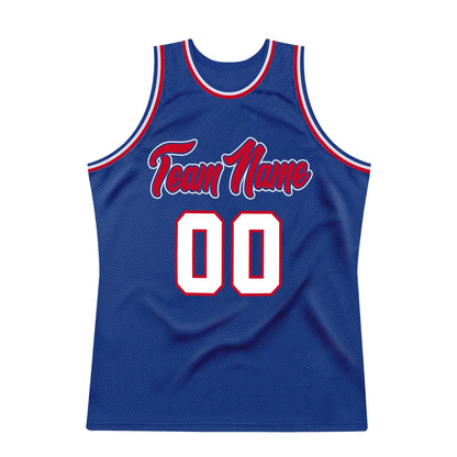 Custom Royal White-Red Authentic Throwback Basketball Jersey - Sky-Custom