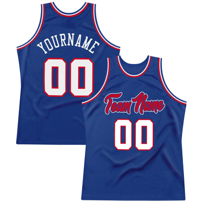 Custom Royal White-Red Authentic Throwback Basketball Jersey - Sky-Custom
