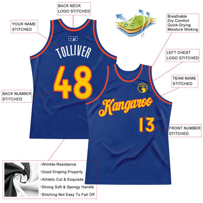 Custom Royal Gold-Orange Authentic Throwback Basketball Jersey - Sky-Custom