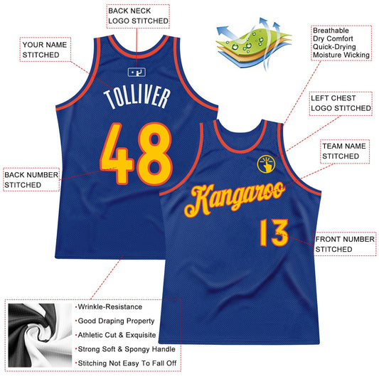 Custom Royal Gold-Orange Authentic Throwback Basketball Jersey - Sky-Custom