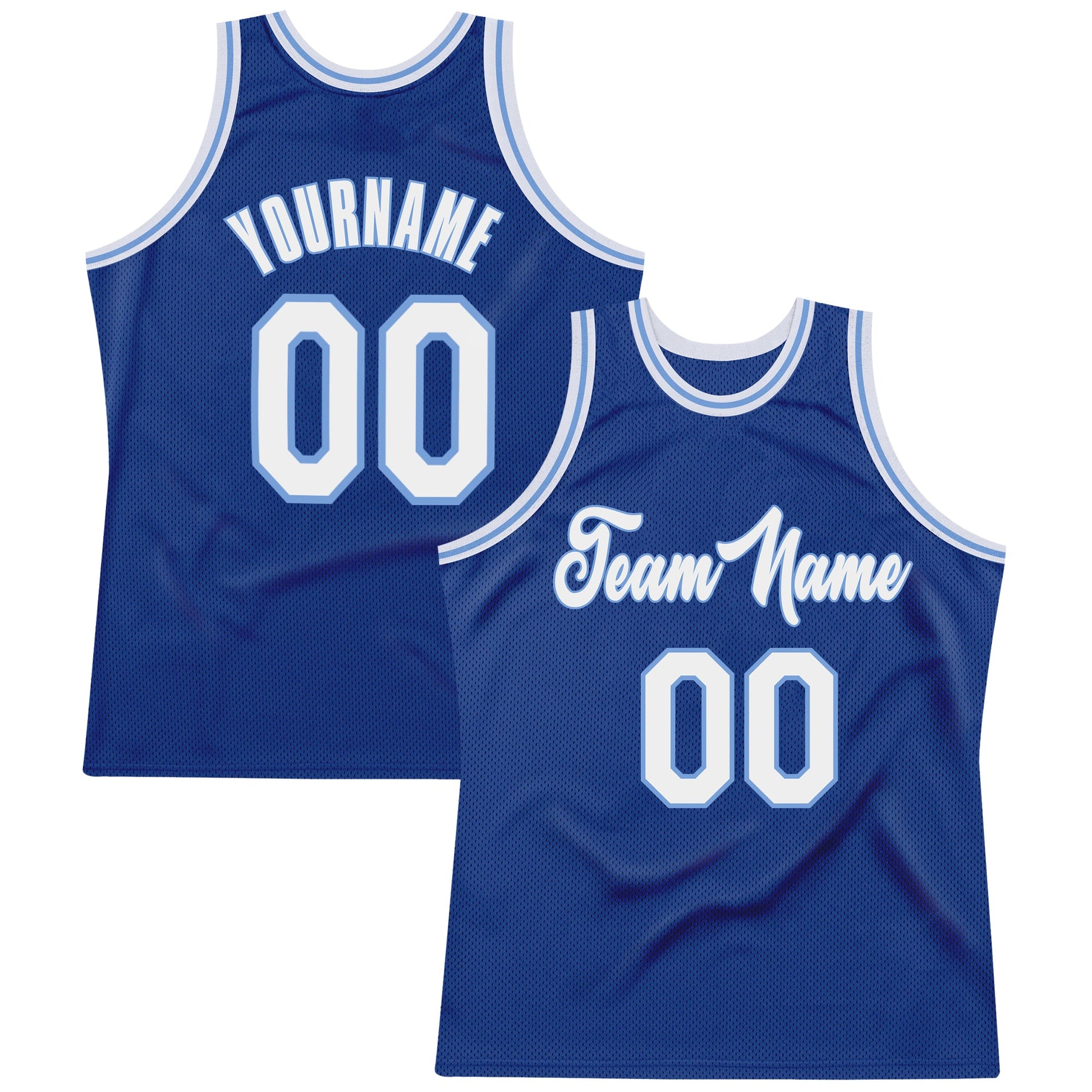 Custom Royal White-Light Blue Authentic Throwback Basketball Jersey - Sky-Custom
