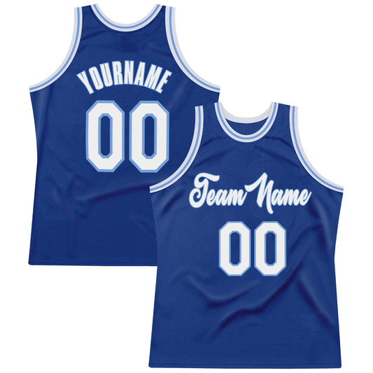 Custom Royal White-Light Blue Authentic Throwback Basketball Jersey - Sky-Custom