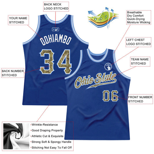 Custom Royal Camo-Light Blue Authentic Throwback Basketball Jersey - Sky-Custom