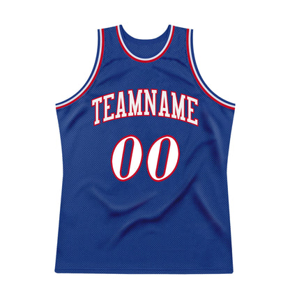 Custom Royal White-Red Authentic Throwback Basketball Jersey - Sky-Custom