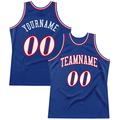 Custom Royal White-Red Authentic Throwback Basketball Jersey - Sky-Custom
